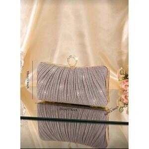 Elegant Evening Clutch Bag Sparkly Party Purse with Ring Handle & Chain